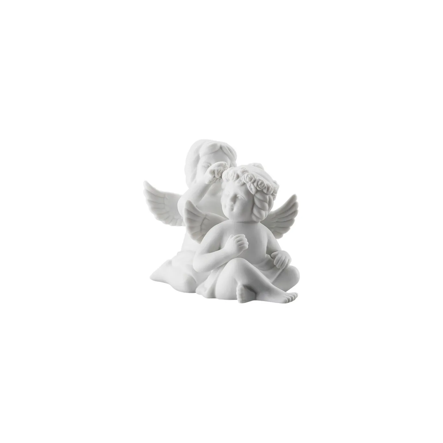 Engelpaar mit Blumenkranz