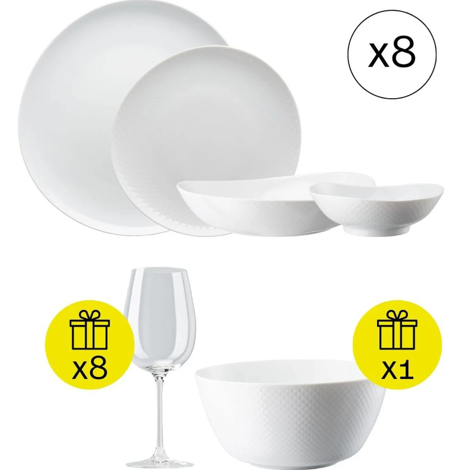 Modernes Tafelservice für 8, 32-tlg. Geschirr-Set mit Geschenk