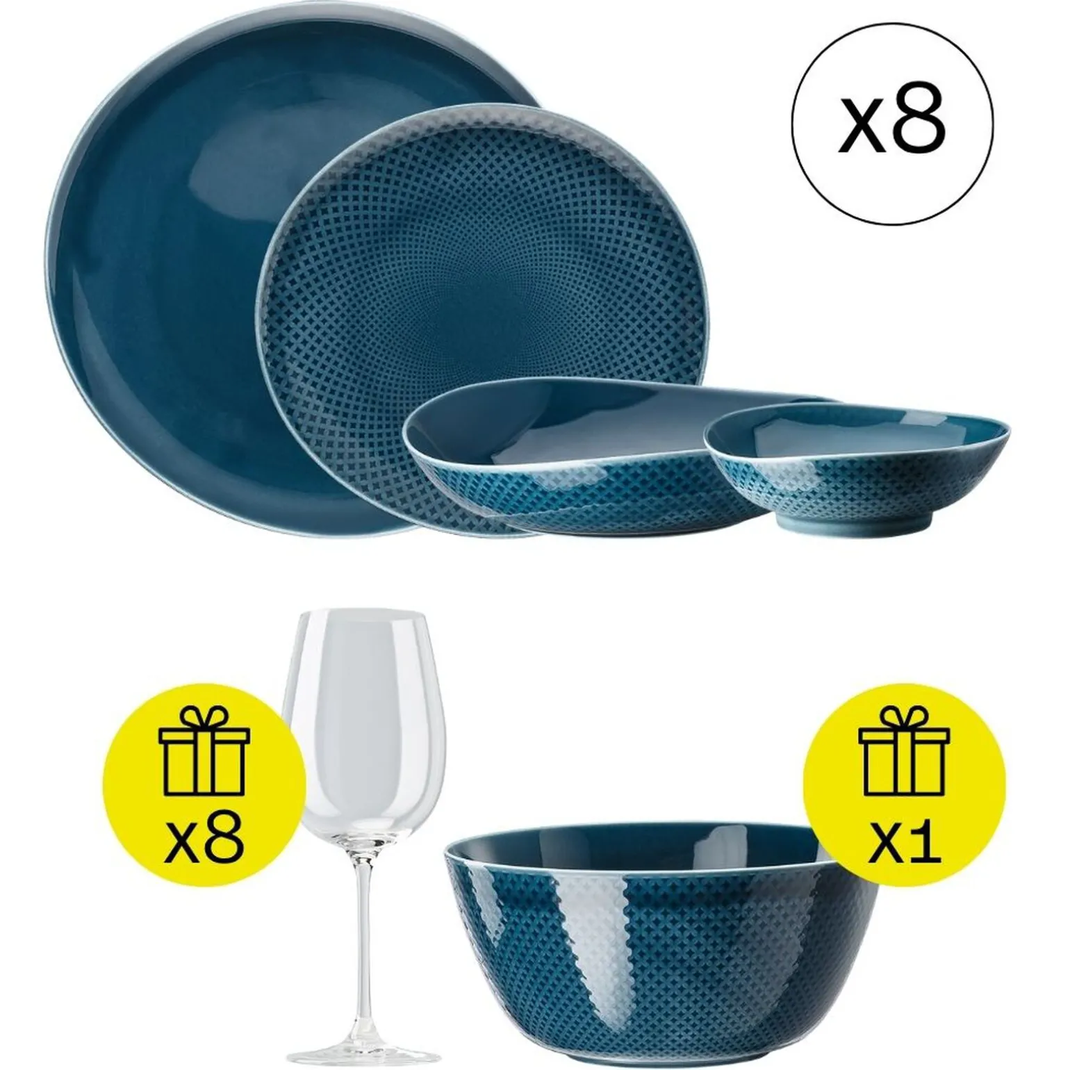 Modernes Tafelservice für 8, 32-tlg. Geschirr-Set mit Geschenk