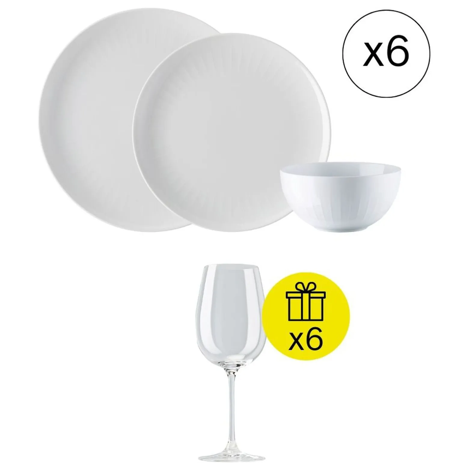 Modernes Tafelservice für 6, 18-tlg. Geschirr-Set mit Geschenk