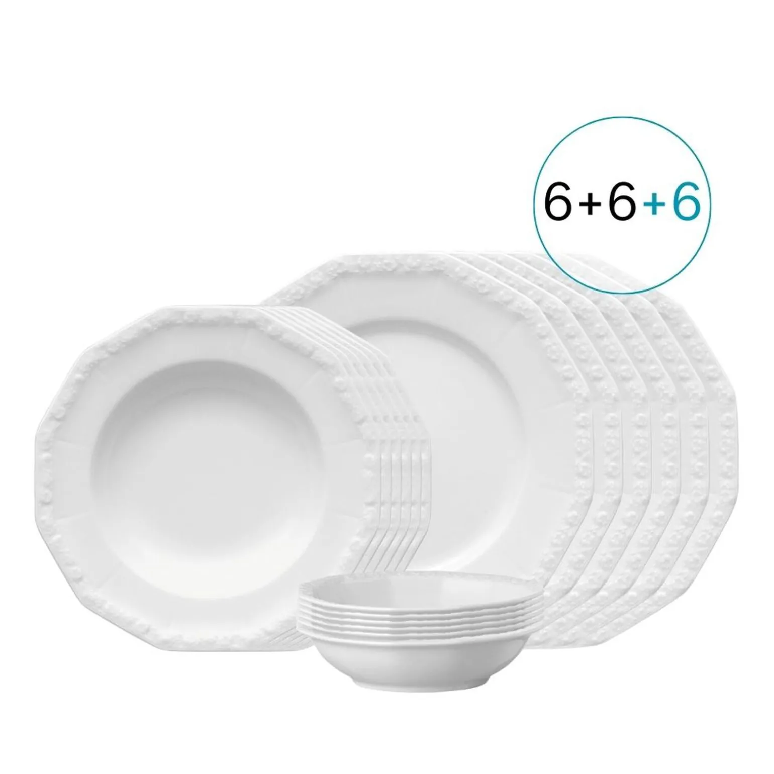 18-tlg. Speiseset für 6 Personen, 6x Dessertschalen gratis!