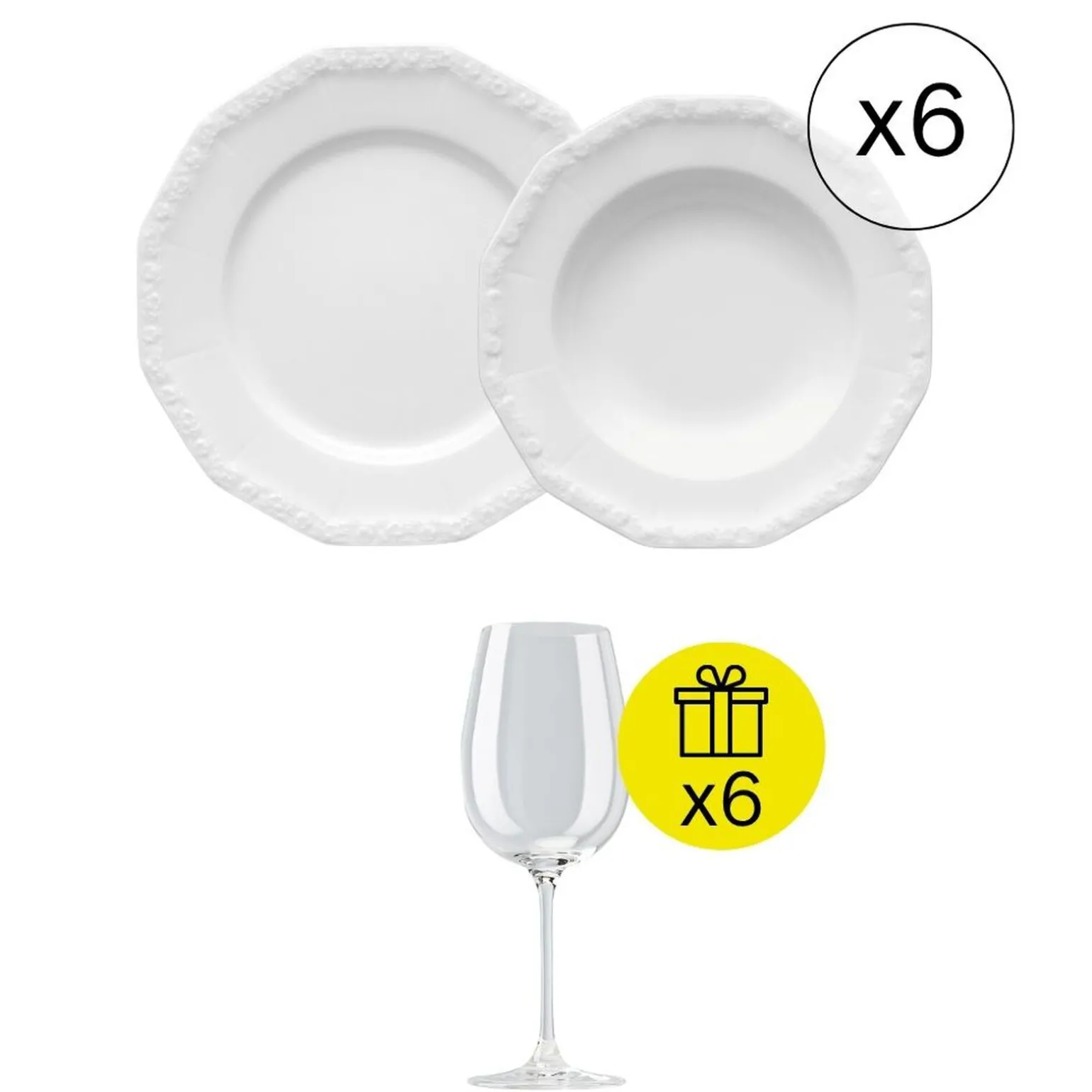 Traditionelles Tafelservice für 6, 12-tlg. Geschirr-Set mit Geschenk